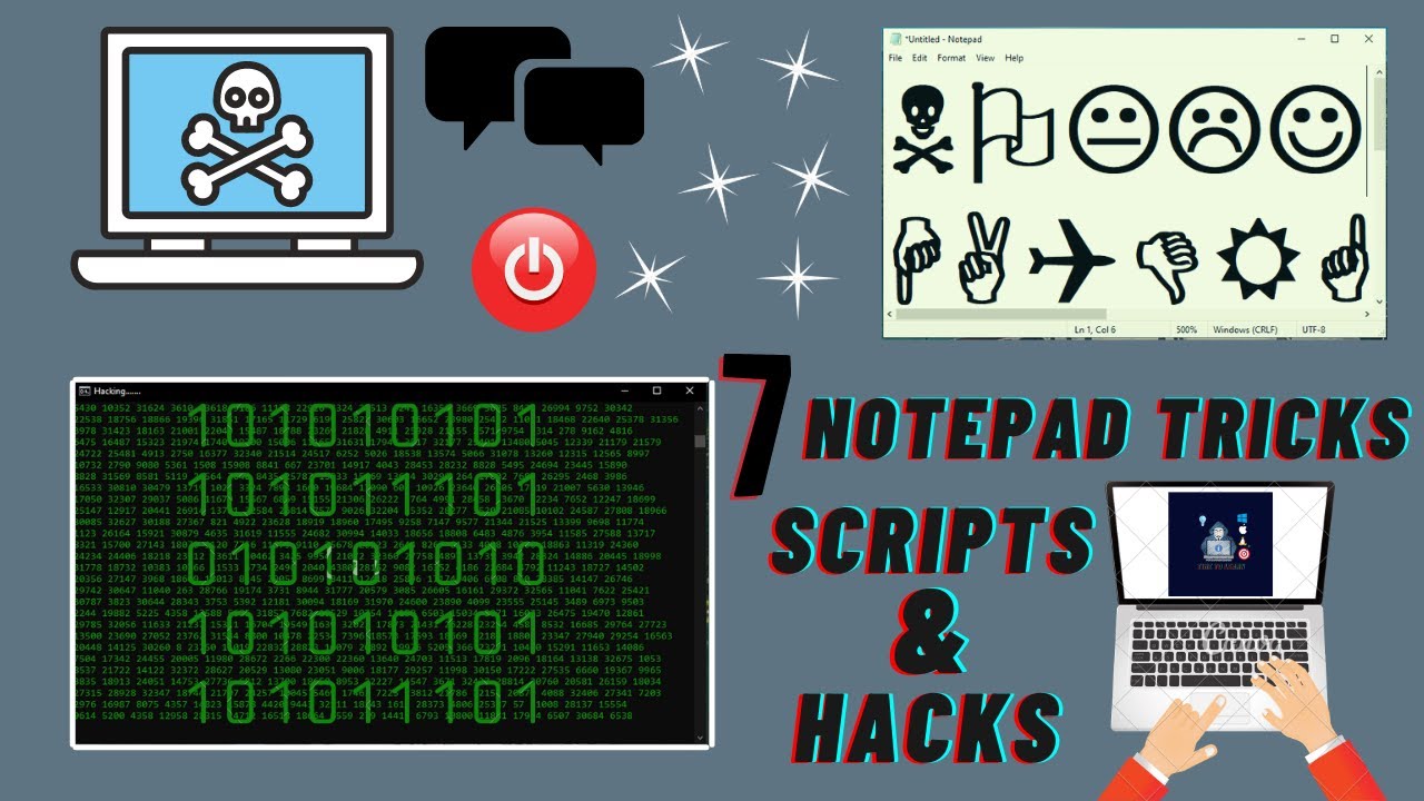 โค้ด notepad ทั้งหมด  2022  Top 7 Notepad Tricks and Hacks | vbs Tricks .bat Tricks Notepad Fake Virus Script | Trix Tips \u0026 Fix