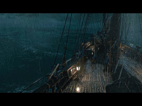Little Lanterns In The Rain, Waves Pounding A Comfortable Boat - Gentle Rain And Thunder For Sleep.