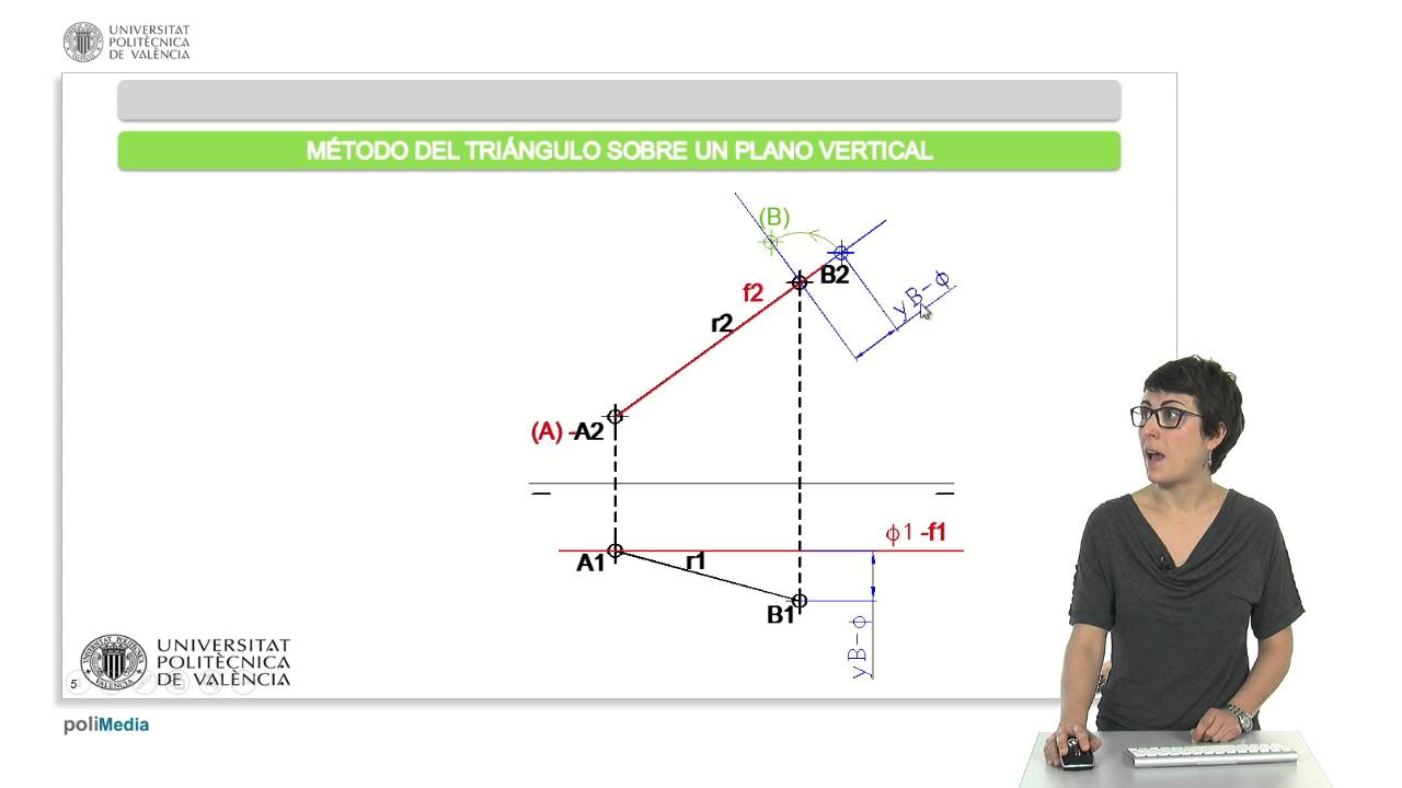 Abatimiento de una recta mediante el método del triángulo empleando el sistema diédrico |  | UPV