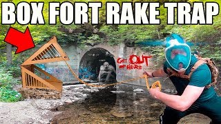 24 HOUR BOX FORT RAKE TRAP!! 😱📦 Scary Abandoned Tunnel Challenge