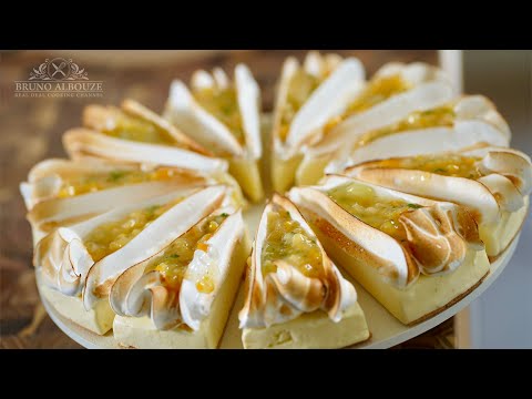 Lemon ice cream tart with Italian meringue and lemon basil marmalade, from the video
