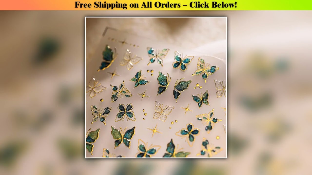 Golden Thread Butterfly Jelly Series Nail Art Stickers High Quality New Bronzing DIY Manicure Decal
