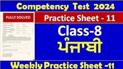 pseb competency based paper class  8th punjabi  worksheet 11 test 2024 fully solved #pseb #class8