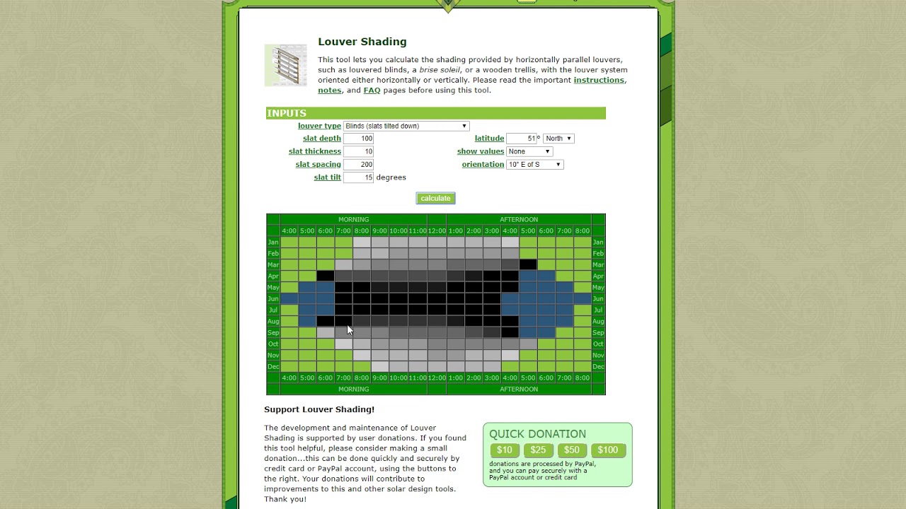 How to design solar shading louvres with a simple tool.