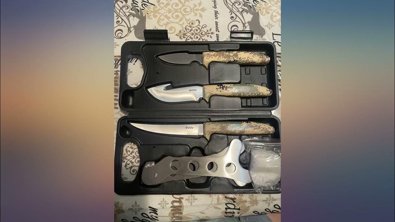 GVDV Hunting Knife Set 14 Pieces, Portable Butcher Game Processing