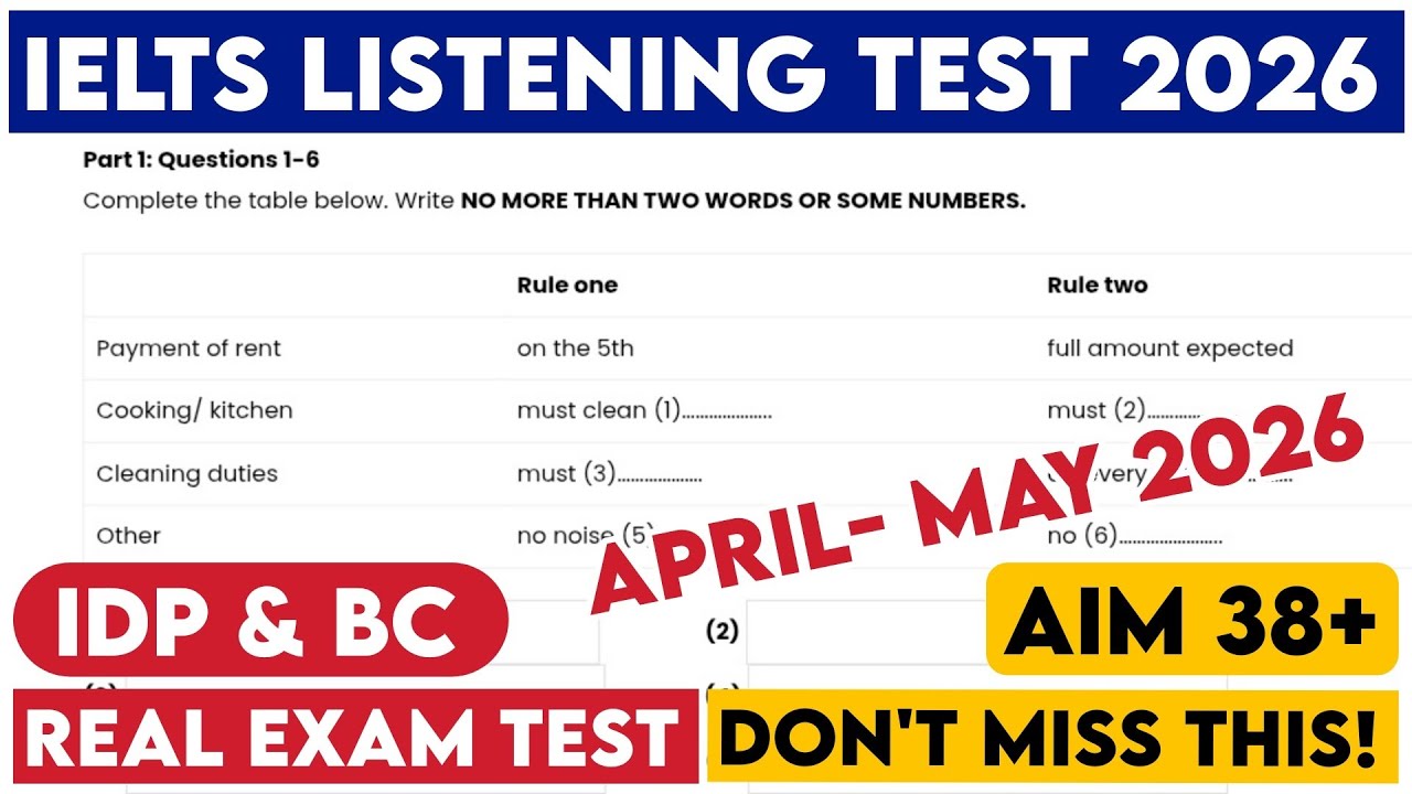 IELTS LISTENING PRACTICE TEST 2026 WITH ANSWERS | 12.04.2026 | Rule one ...