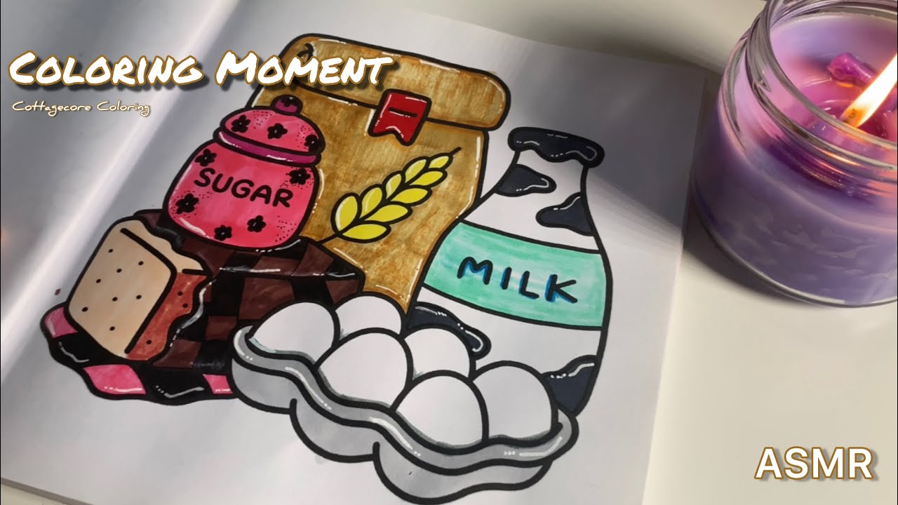 تلوين رايق – مكونات المطبخ 🥛🥚 | ASMR