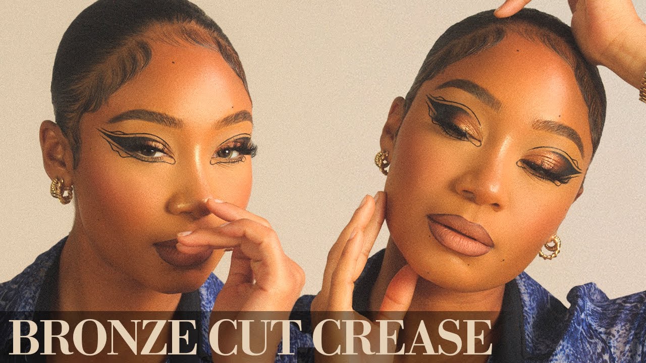 Dramatic Graphic Eyeliner Makeup + Bronze Cut Crease
