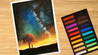 How to draw Galaxy with soft pastels | Soft pastel drawing for beginners screenshot 5