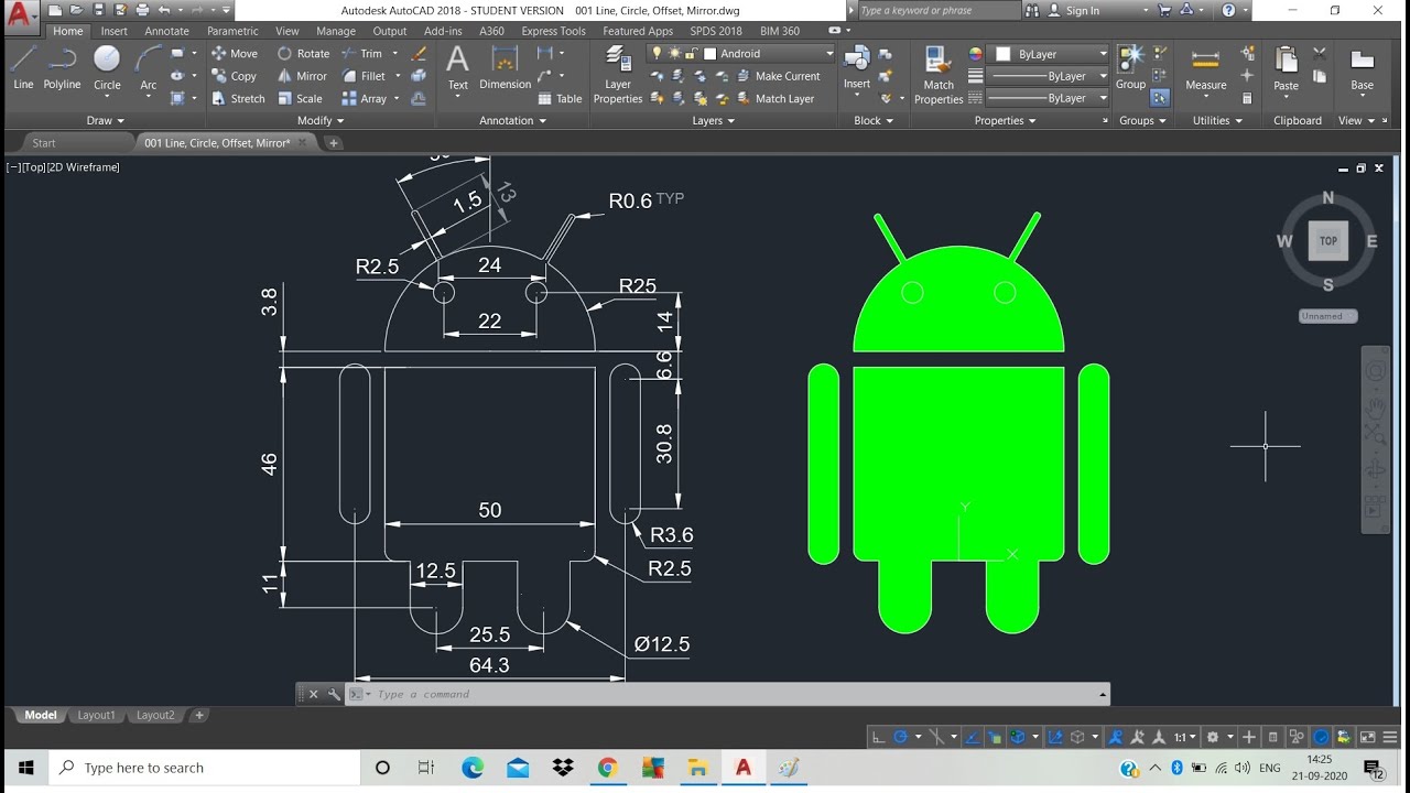 AutoCAD Tamil - Android #001 2D Practice. - YouTube