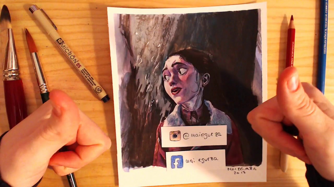 paso a paso Nancy Wheeler (de Stranger Things) en acuarela