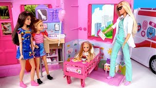 Barbie Chelsea Sick Morning Routine - Doll Hospital Room  \& Barbie Pediatrician