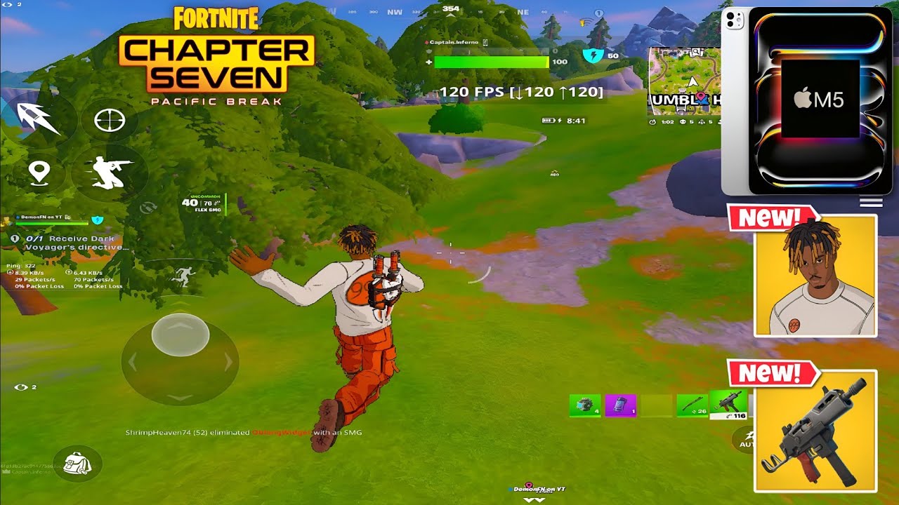 iPad Pro M5 120 FPS Fortnite Mobile Gameplay *Juice WRLD SKIN Fortnite Wins*