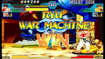Marvel vs Capcom 1 ( Arcade ) - Ryu / War Machine Playthrough ( June 13, 2017 )