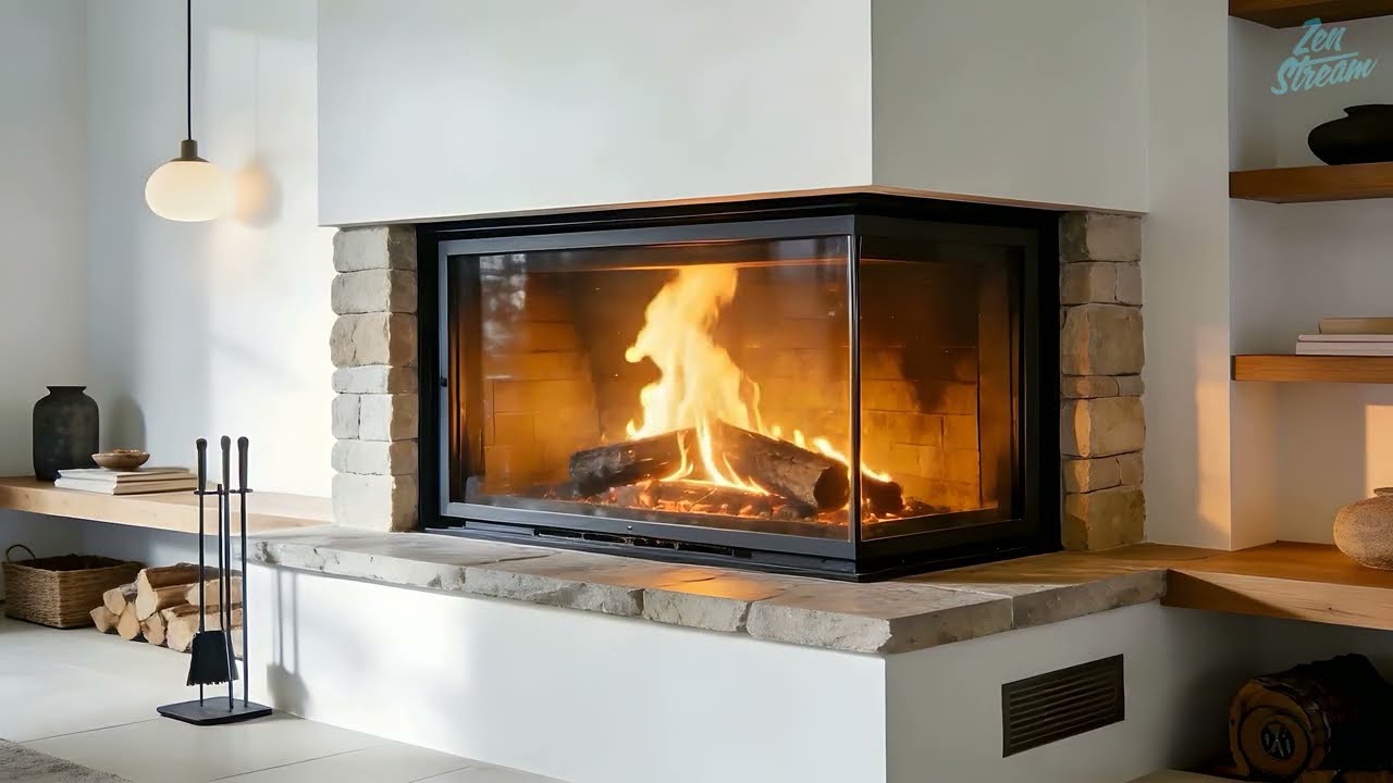 Scandinavian Hygge Fireplace | ASMR Peaceful Ambience for Relaxation & Deep Sleep | 2 Hours, 2K