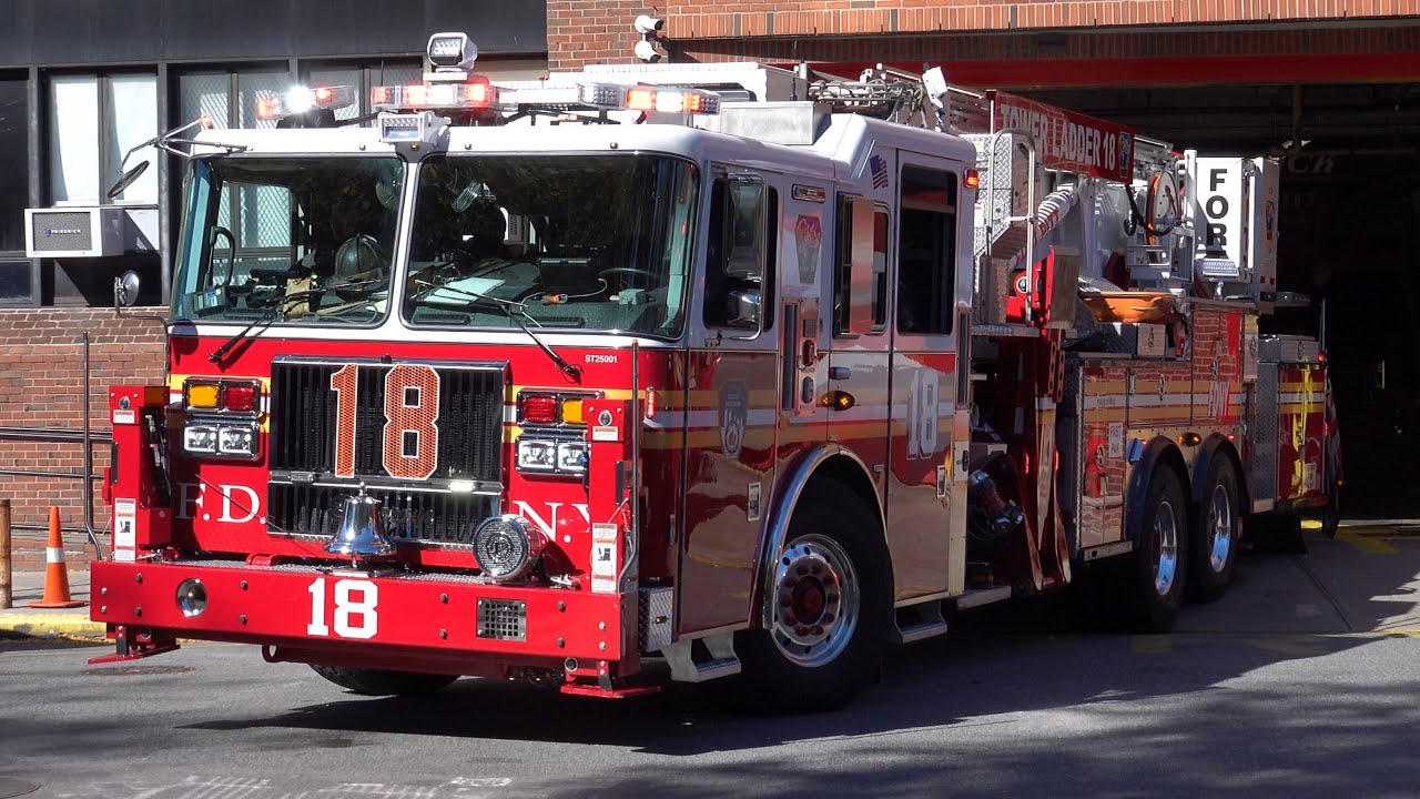 FDNY Tower Ladder 18  & Ladder 11 Responding 