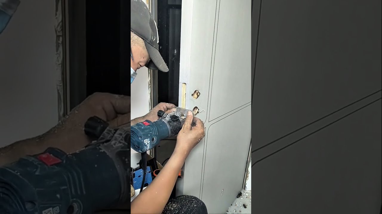 Wooden Door Lock Installation | Stylish Black Touch