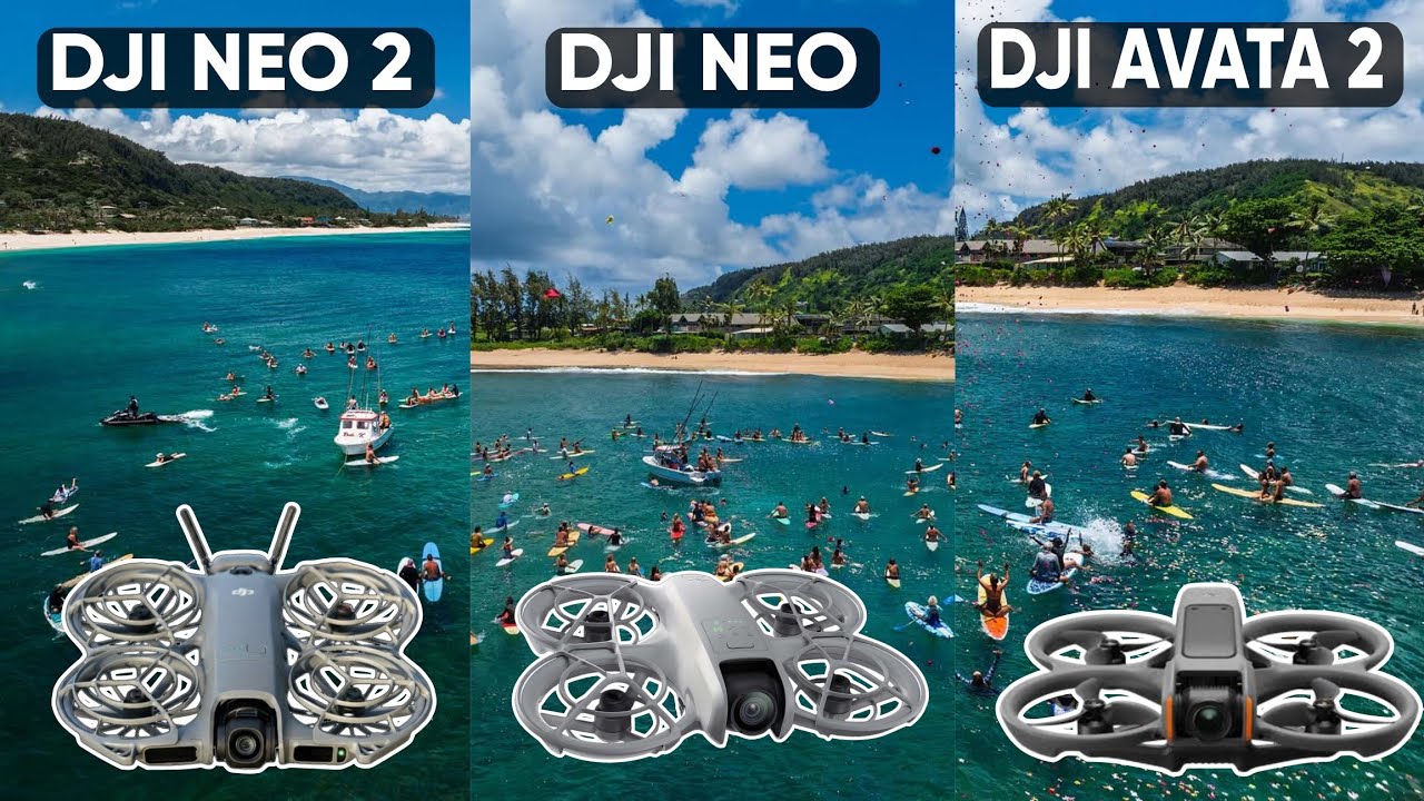 Сравнение тестов камер DJI Neo 2, DJI Neo и DJI Avata