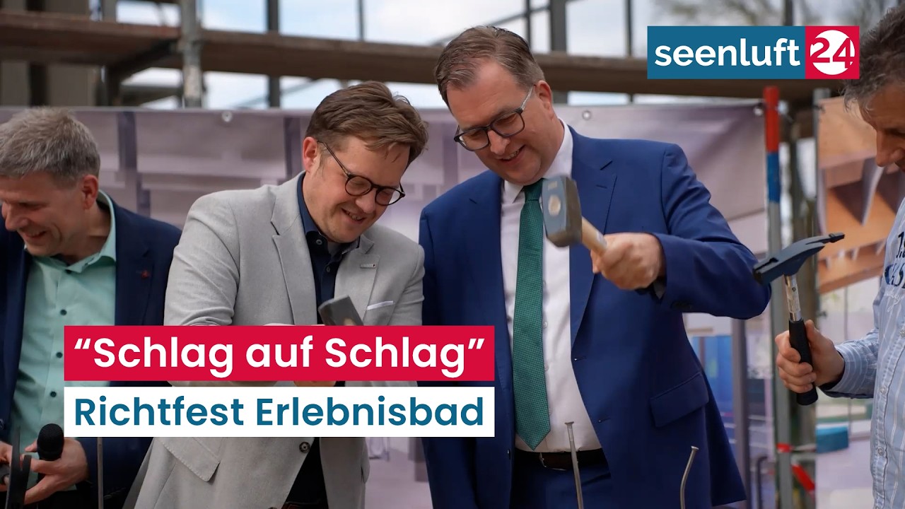 “Schlag auf Schlag” - Richtfest Erlebnisbad Senftenberg