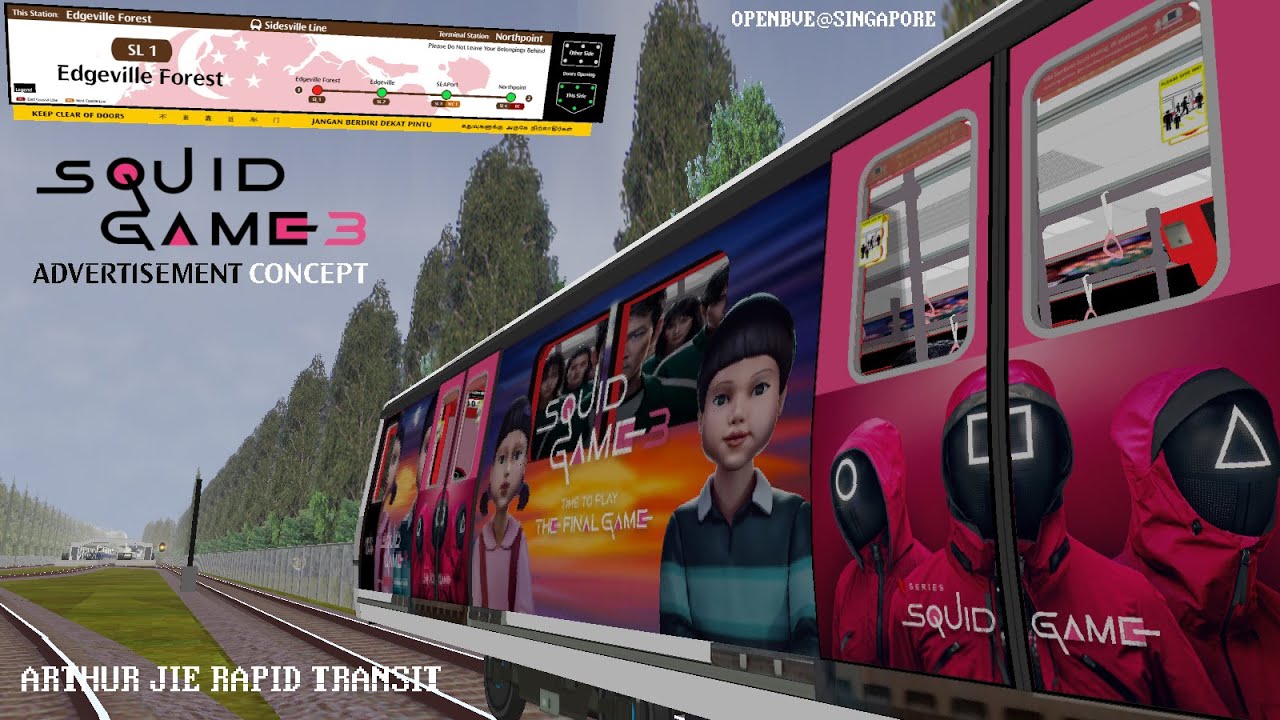 [OpenBVE][AJRT][Route Play] Squid Game 3 MRT! STARiS3, PMSM & Pink Guards! C361 @ Sidesville Line!