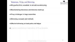 Aircraft structures introduction M4 L7 Tolerances, Fit-Up, and Shimming Aircraft structures introduction M4 L7 Tolerances, Fit-Up, and Shimming