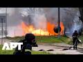 Rescuers Put Out Petrol Station Fire In Kharkiv After Russian Attack | APT