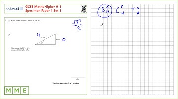 GCSE Maths EDEXCEL Specimen Set 1 Higher     Paper 1   Q7 SOHCAHTOA