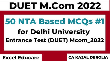 DUET Mcom 2022 Important MCQ#1 | Delhi University Entrance Test | Mcom Entrance Test 2022 |
