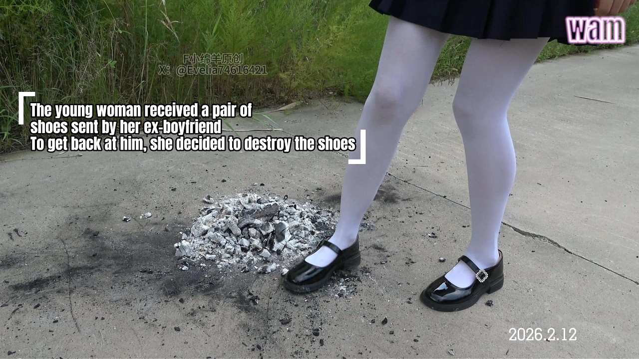 My lady received a pair of shoes sent by her ex-boyfriend.Decided to destroy this pair of shoes