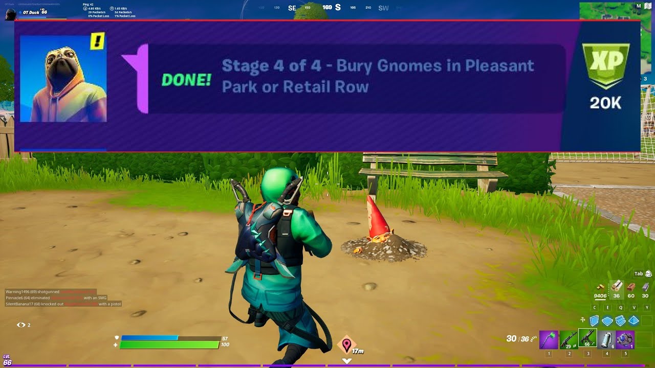 Bury Gnomes in Pleasant Park or Retail Row All Locations - Fortnite