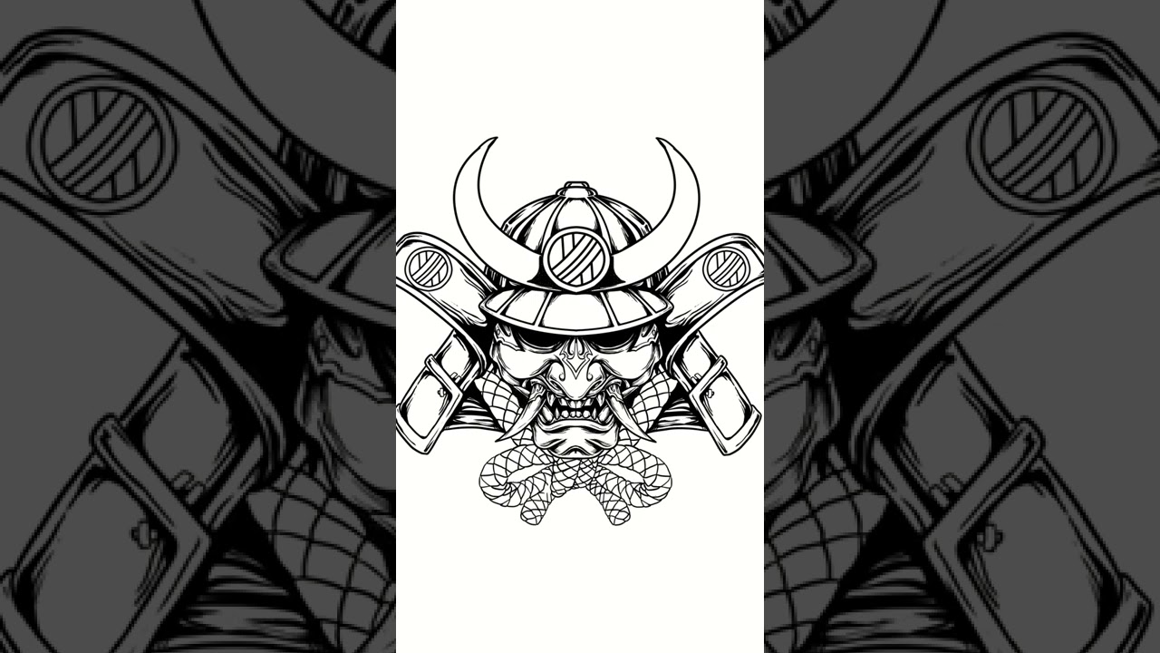 Inking How to Draw  Samurai Helmet for T-shirt design || Menggambar Logo Samurai untuk Desain Kaos