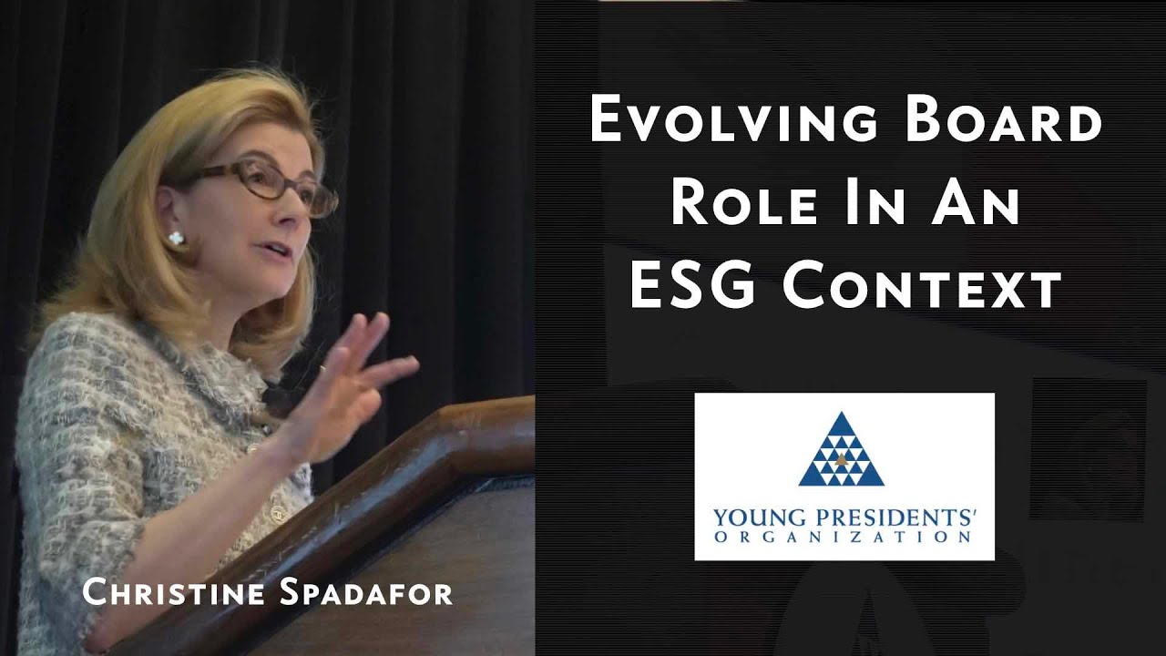 Evolving BOD Role in ESG Context - Christine Spadafor YPO Speech - YouTube