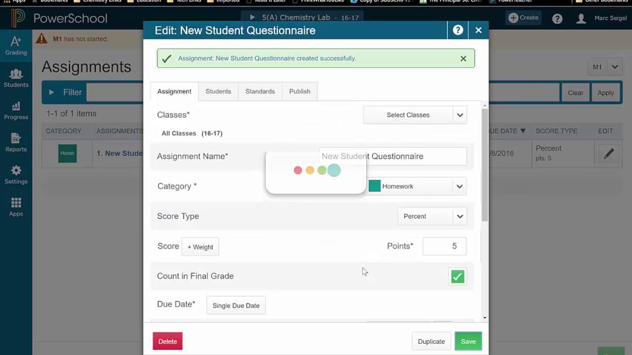 how to set up assignments in powerschool