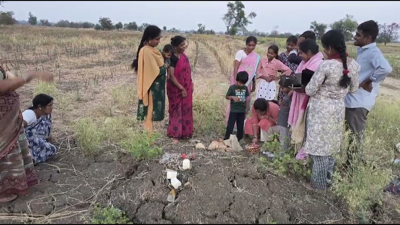Birthday celebration with family members in farmers land