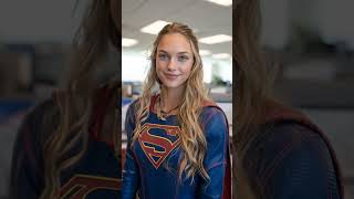 A cinematic screenshot from a live-action movie of a smiling muscular adult female employee in a ... A cinematic screenshot from a live-action movie of a smiling muscular adult female employee in a ...