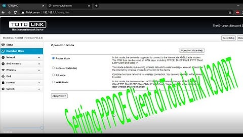 Setting PPPOE Client di Toto Link N300RT