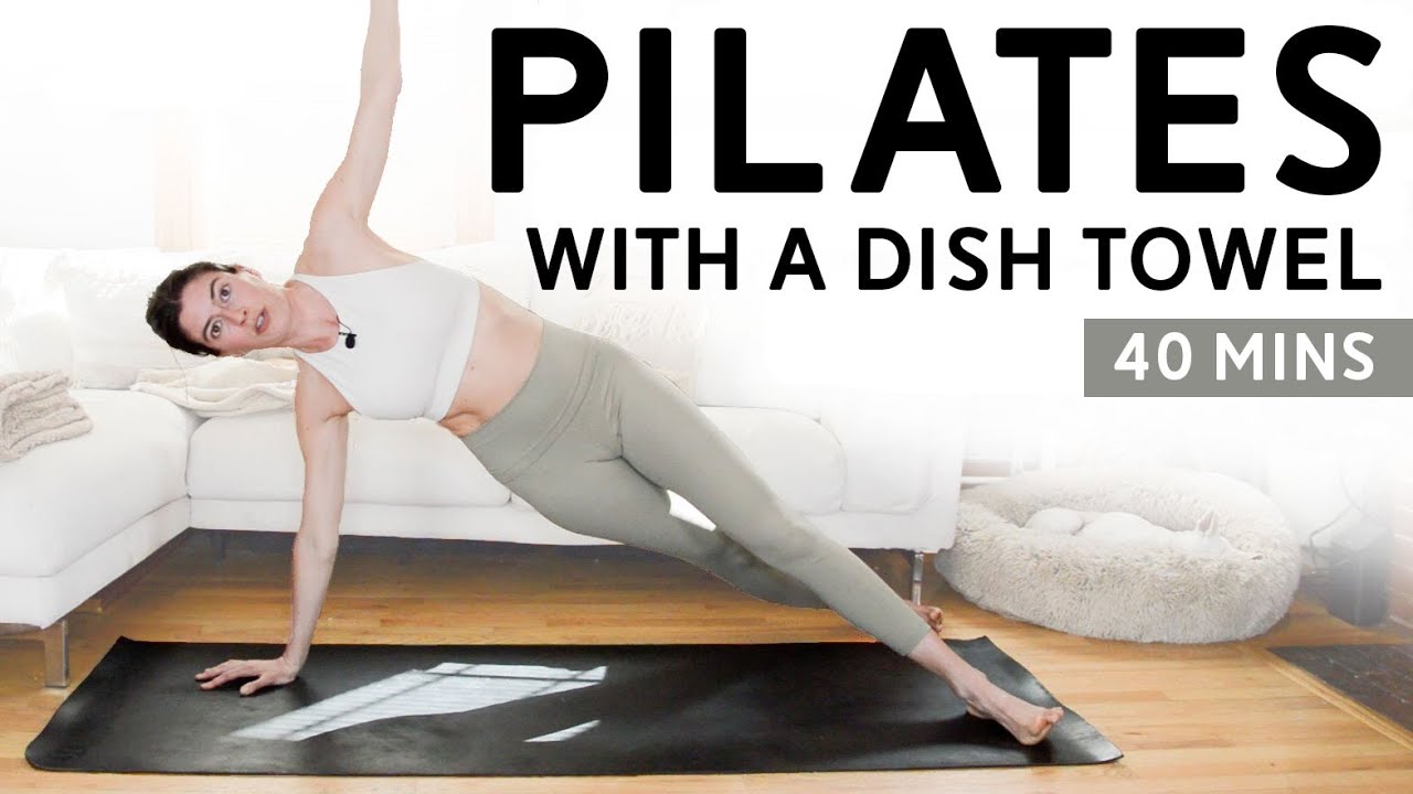 Mat Pilates with a Dish Towel (40 Mins) - Lots of Inner Thigh & Obliques,  At-Home Pilates Workout 
