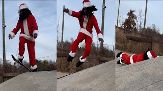 SANTA LEARNS TO SKATEBOARD!!