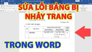 Sửa Lỗi Bảng Bị Nhảy Trang Trong Word Bảng Bị Nhảy Trang Trong Word