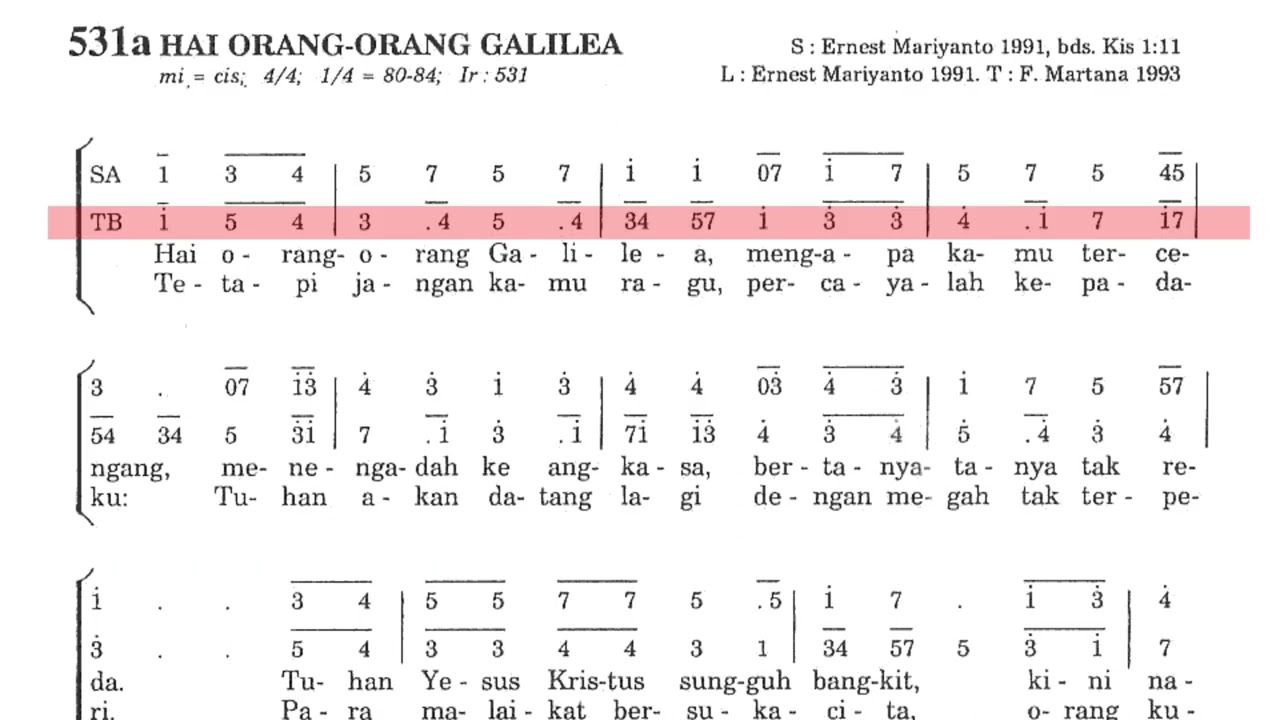 Hai Orang Galilea PS 531a (Tenor dan Bass)
