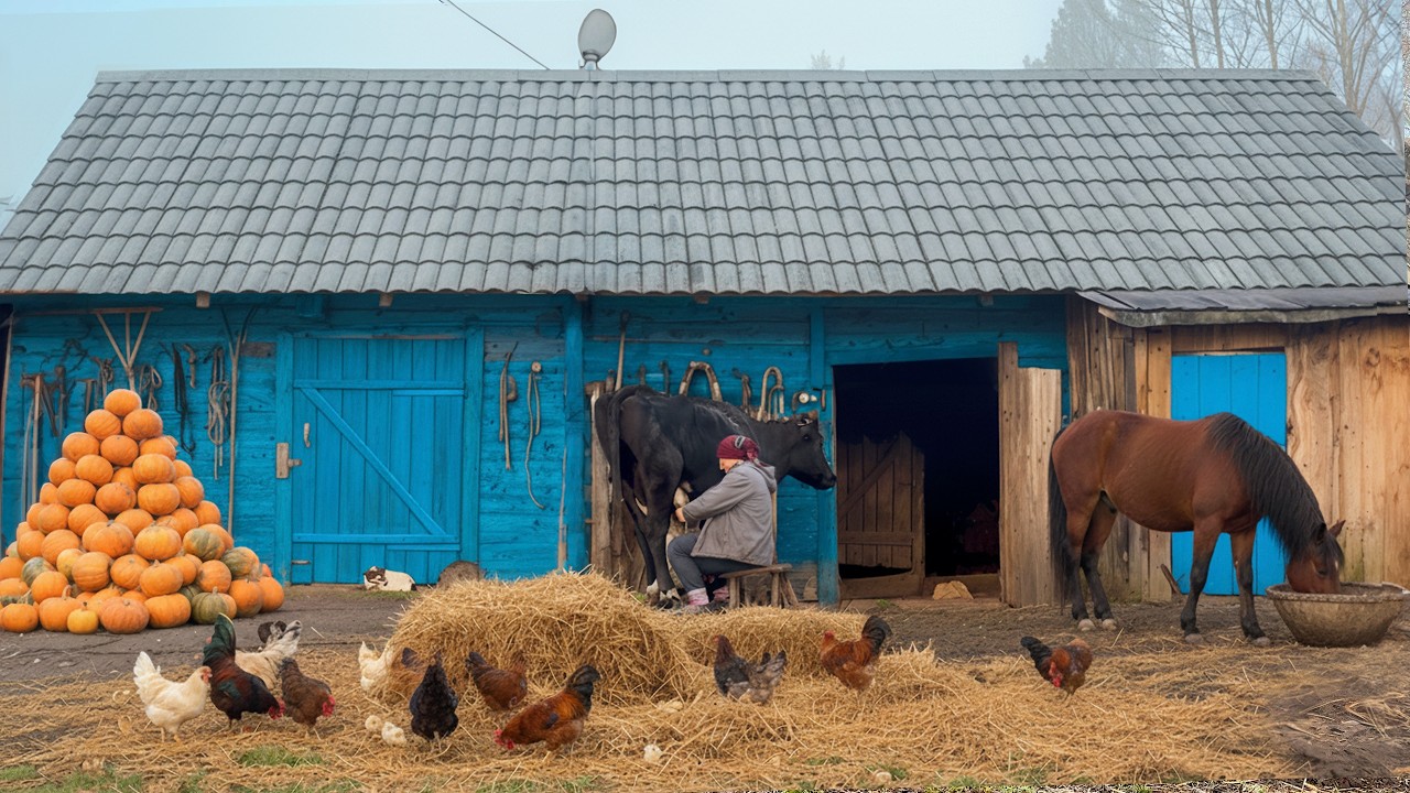 Autumn Farm Work: Heavy Pumpkin Harvest and a Homemade Dinner