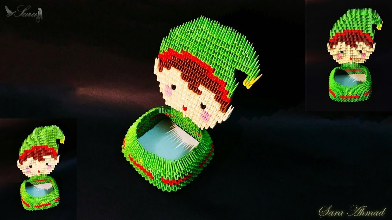 How to make 3d origami bowl elf Christmas YouTube