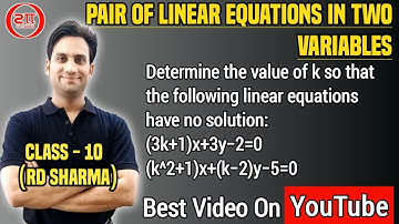 Determine the value of k so that the equations (3k+1)x+3y=2, (k^2+1)x+(k-2)y=5 have no solution