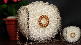 পুতির রাউন্ড ব্যাগ/ beaded round bag/ beaded bag/ Crystal bag/ Party bag