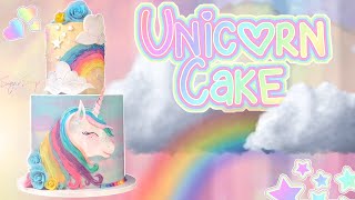 Painted Buttercream Unicorn Cake