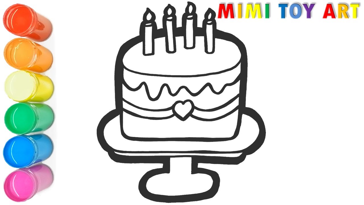 Glitter Birthday Cake Coloring And Drawing Page For Kids How To Draw 