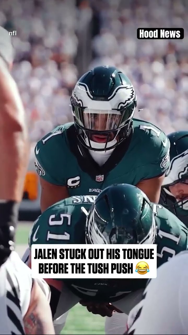 He stuck out his tongue ? #hoodnews #jalenhurts #philadelphiaeagles #football #omg #how #wow #howto