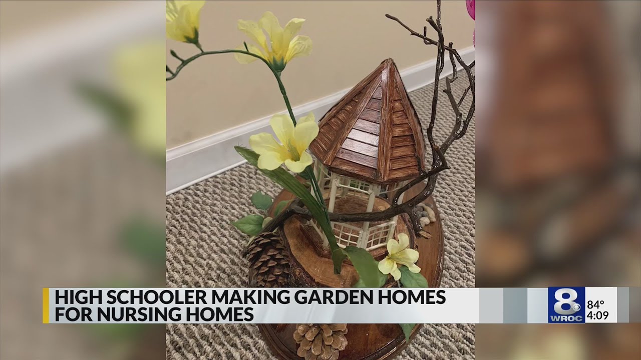Pittsford Sutherland High School student creating intricate 'garden homes' to decorate nursing homes