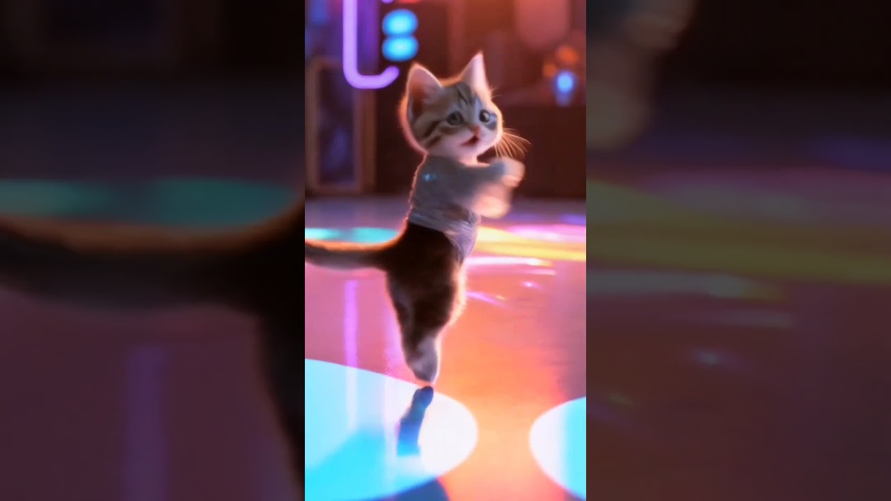 Funky Disco Cat with Big Eyes & Sparkles! 🪩✨