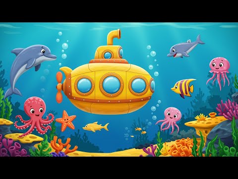 Подводная лодка - Большая подводная машина изучает обитателей морей - Морские мультики для детей
